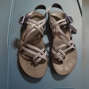 Chaco Tan Cream Sandals with Adjustable Straps